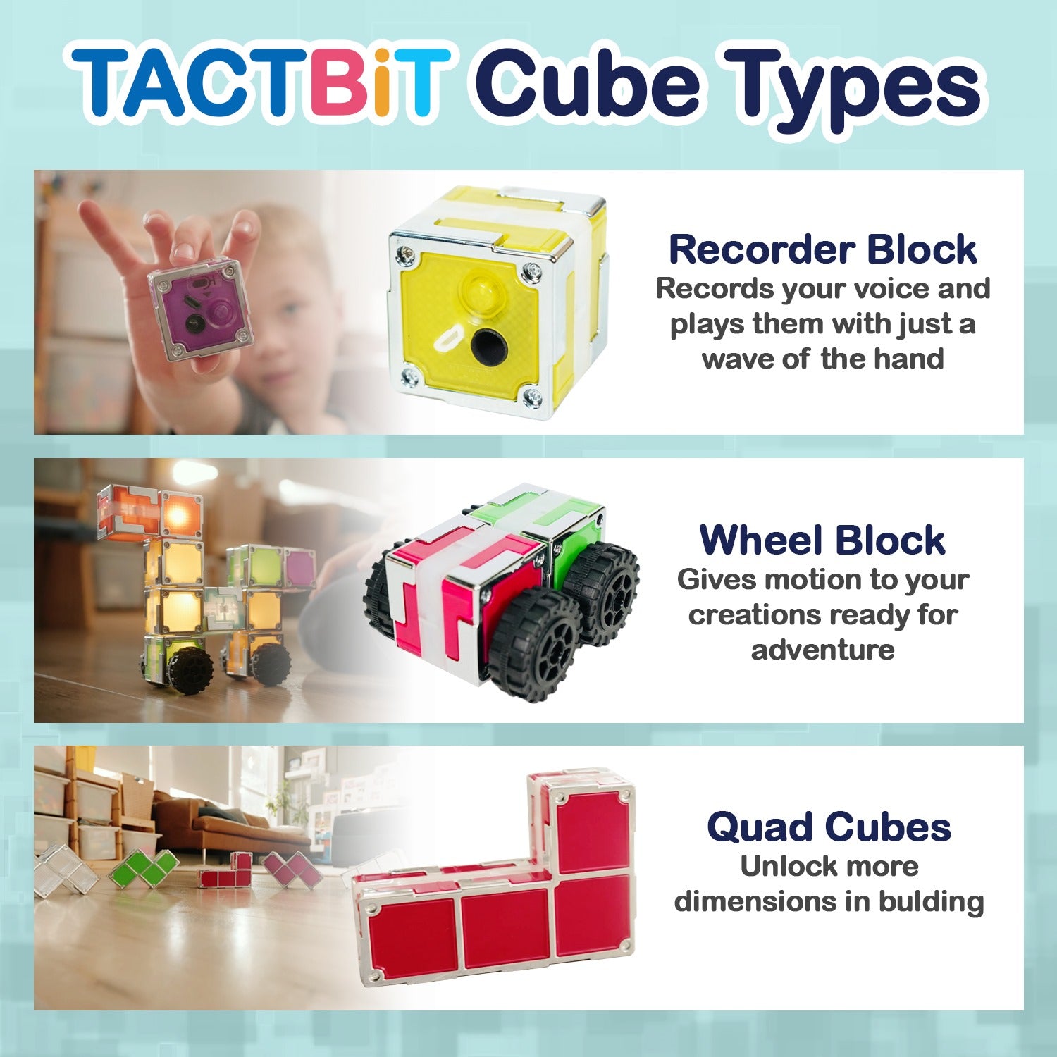 TACTBIT Basic STEAM SET (12 cubes): Ignite the STEAM talents from age 1 - 100