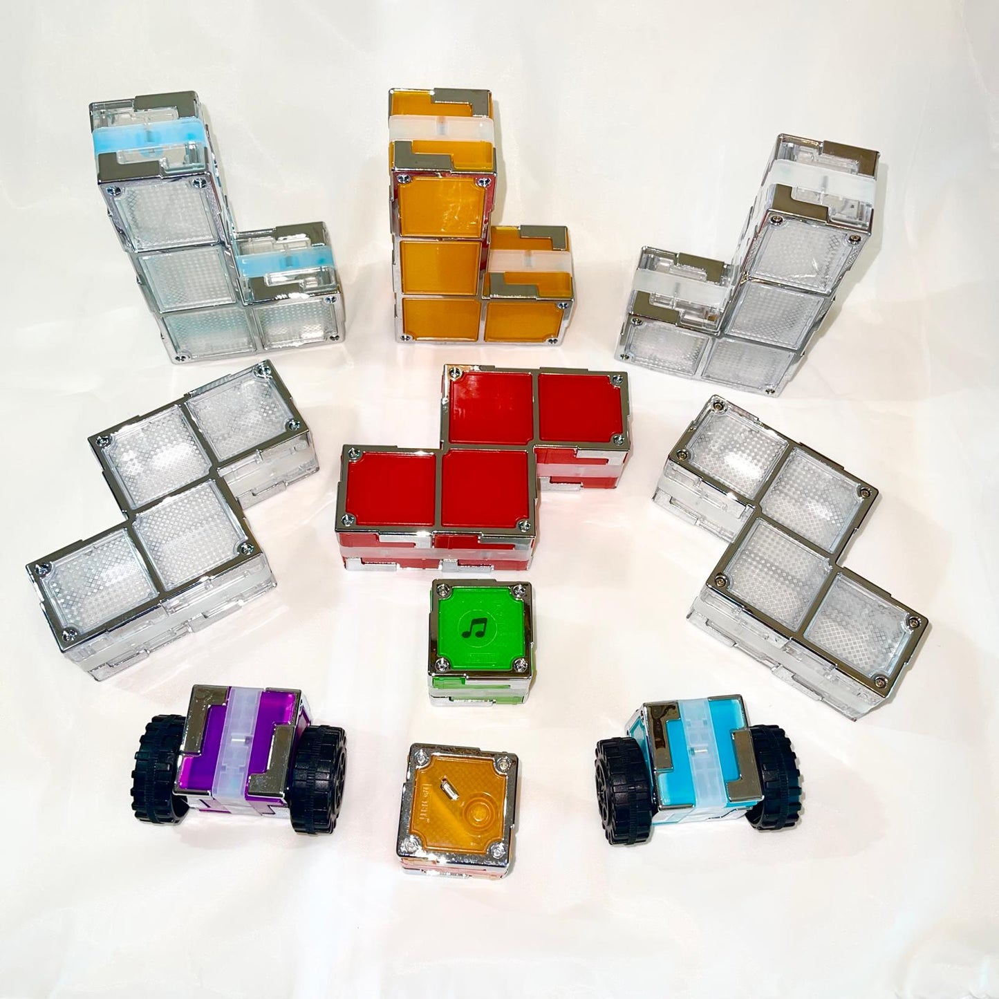 Quad Magnetic Electronic Cubes Set | LED Light-Up STEAM Building Blocks with Music & Recorder | STEM Educational Toy, Montessori & Sensory Play for ADHD, SEN & Autism | Fun for All Ages 1–100