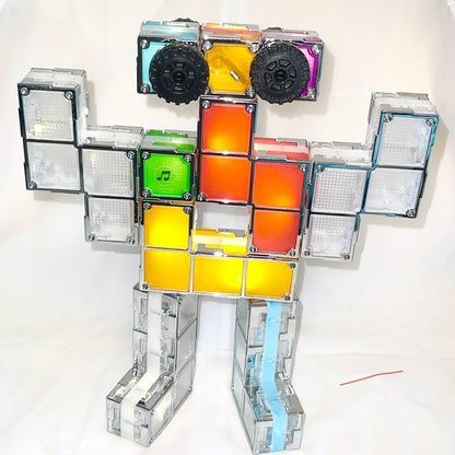 Quad Magnetic Electronic Cubes Set | LED Light-Up STEAM Building Blocks with Music & Recorder | STEM Educational Toy, Montessori & Sensory Play for ADHD, SEN & Autism | Fun for All Ages 1–100