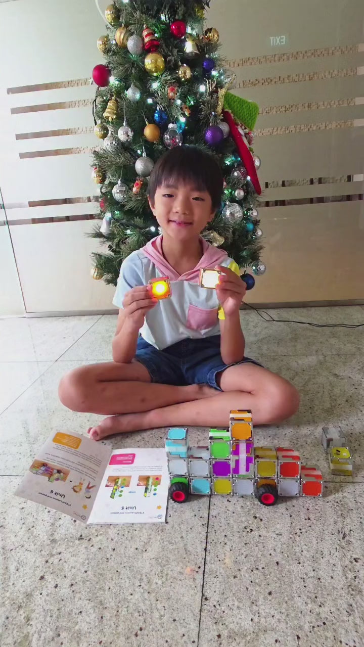 Quad Magnetic Electronic Cubes Set | LED Light-Up STEAM Building Blocks with Music & Recorder | STEM Educational Toy, Montessori & Sensory Play for ADHD, SEN & Autism | Fun for All Ages 1–100